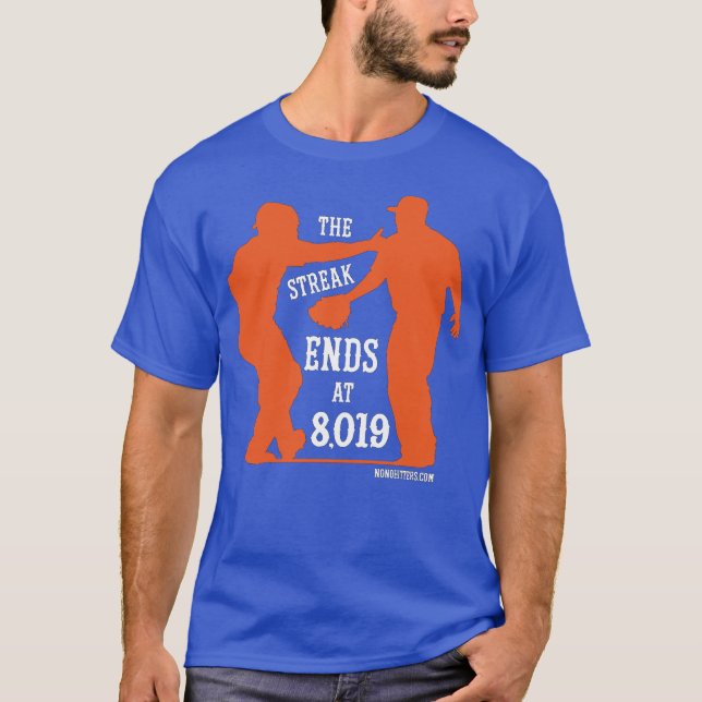 Camiseta O Streak termina em 8.019 (laranja a azul) (Frente)