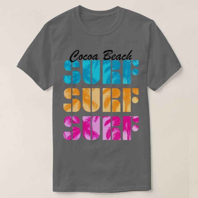 Camiseta O Surf De Surfe De Cacau Beach, Flórida, Praias Oc (Frente do Design)