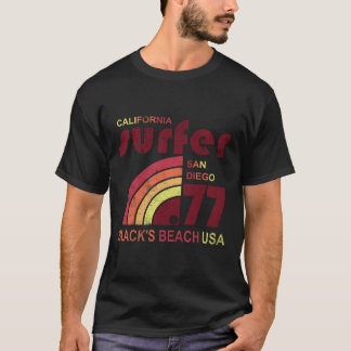 Camiseta O surf retro enegrece a praia Califórnia