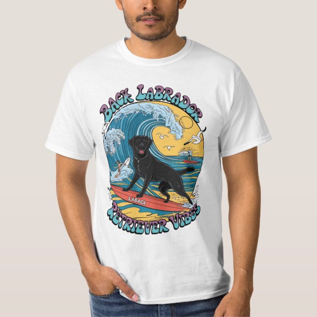 Camiseta O surfador Black Labrador Retriever (Frente)