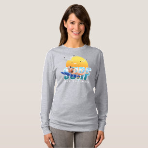 Camiseta O Surfista Cavalga a Onda Manga Longa Feminina