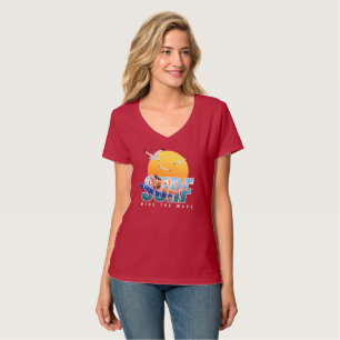 Camiseta O Surfista Cavalga a Onda Mulheres Decolleté