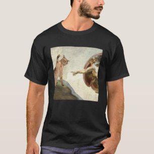 Camiseta O Swipe Divino Gato Engraçado Golpeando a Mão de D