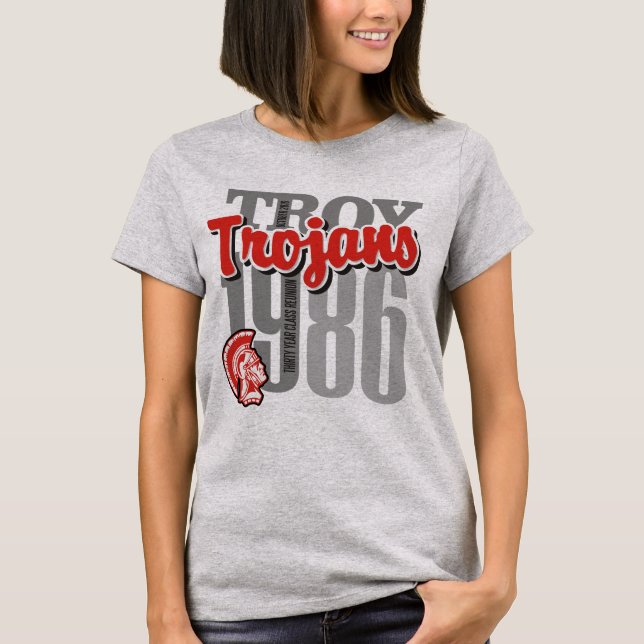 Camiseta O T 1986 claro da mulher dos Trojan de Troy (Frente)
