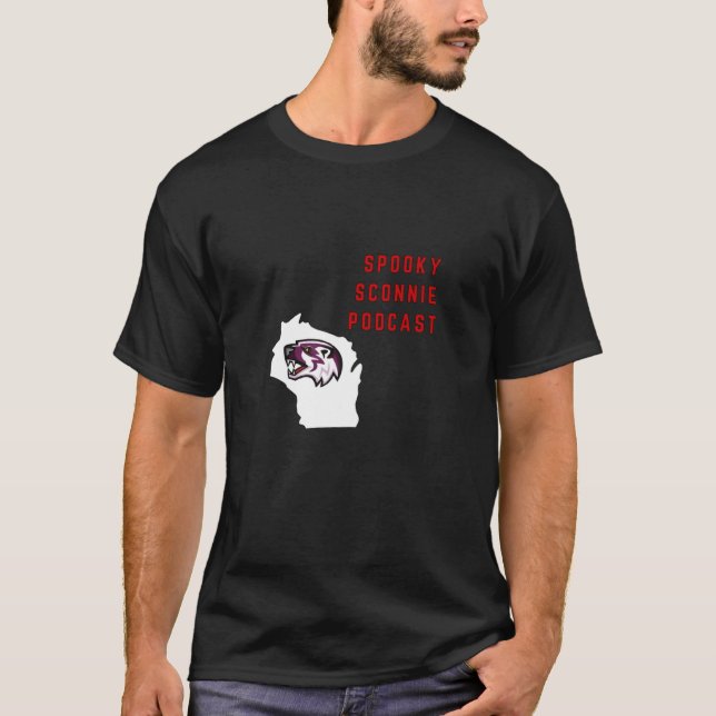 Camiseta O T assustador dos homens do Podcast de Sconnie (Frente)