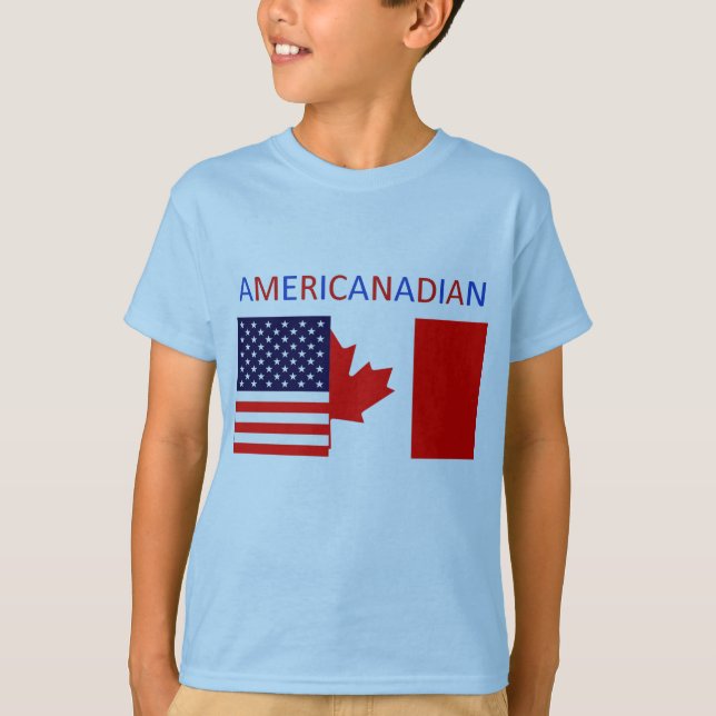 Camiseta O T azul dos meninos de AMERICANADIAN 2 (Frente)