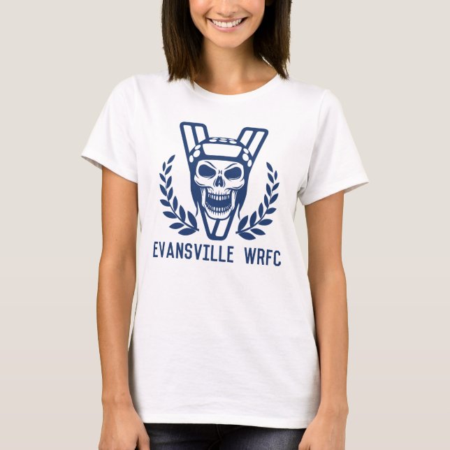 Camiseta O T básico das mulheres de Evansville (Frente)