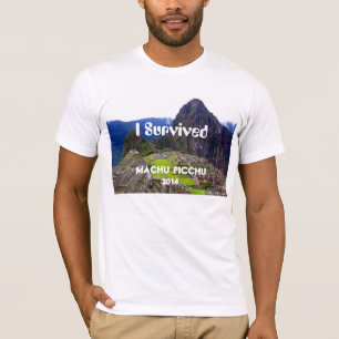 Camiseta O T branco "eu sobrevivi a Machu Picchu 2014 "