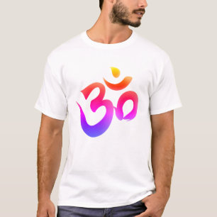 Camiseta O T brilhante de homens de cores do símbolo do OM
