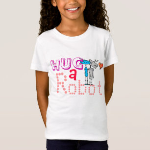 Camiseta O T da menina do Abraço-um-Robô