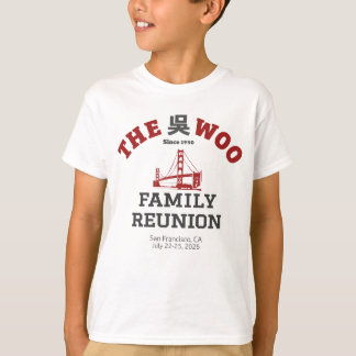 Camiseta O T da Reunião da Família Woo Criança