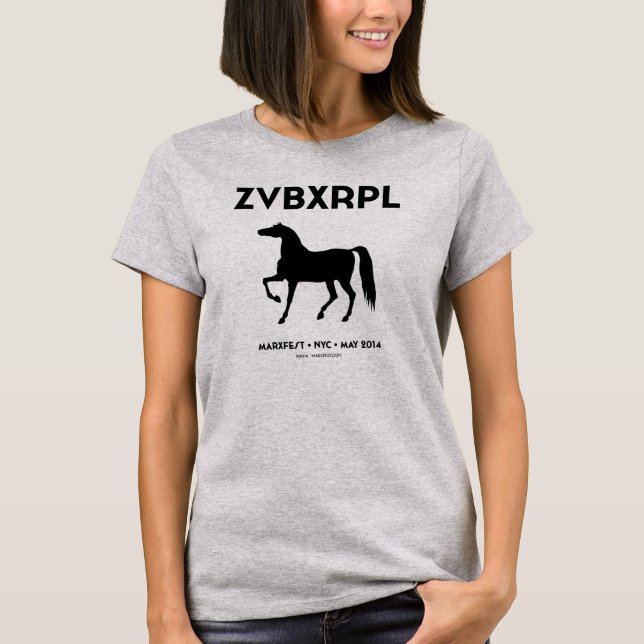 Camiseta O T das mulheres de ZVBXRPL (aço) (Frente)