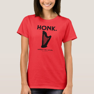 Camiseta O T das mulheres do Honk (vermelho)