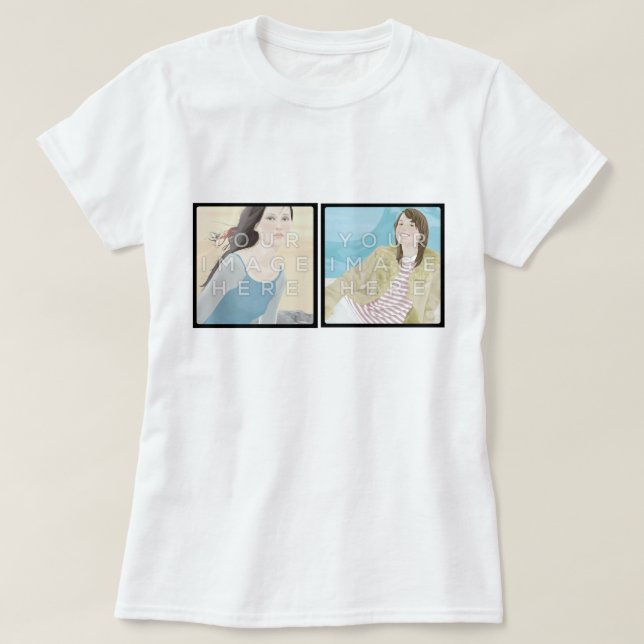 Camiseta O T das mulheres feitas sob encomenda (Frente do Design)