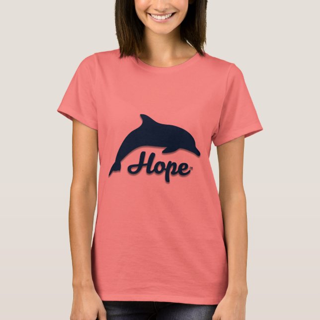 Camiseta O T das mulheres inspiradas do golfinho da (Frente)