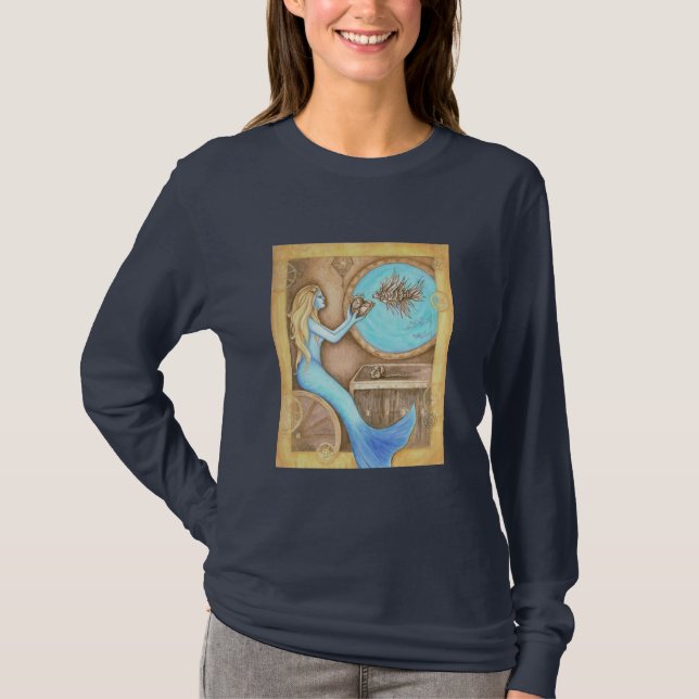 Camiseta O T das senhoras LongSleeve do coração de (Frente)