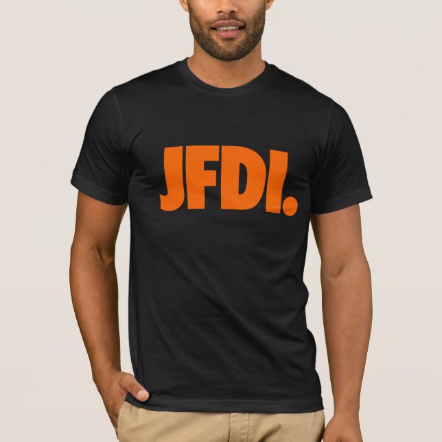 Camiseta O T definitivo de JFDI (preto) (Frente)