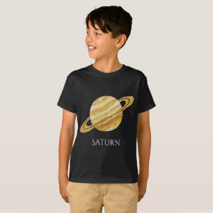 Camiseta O T do miúdo da aguarela do planeta de Saturn