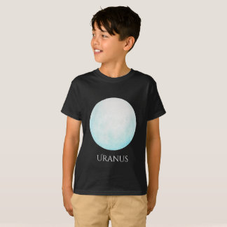 Camiseta O T do miúdo da aguarela do planeta de Uranus