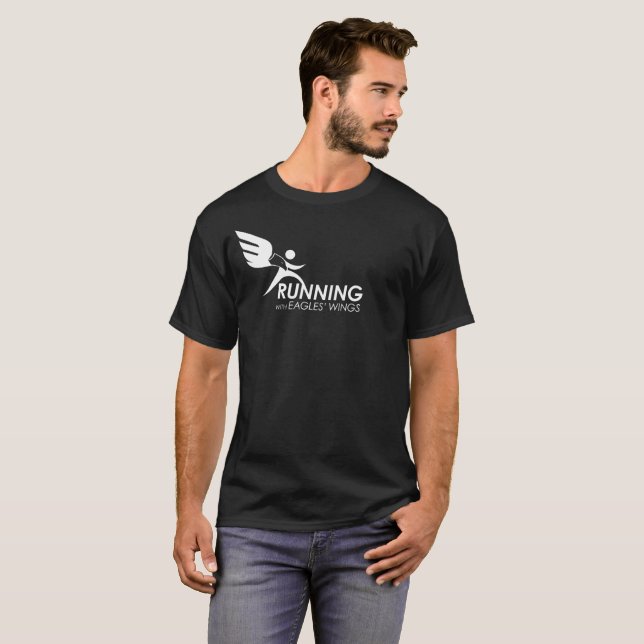 Camiseta O T dos homens básicos: Funcionamento com asas de (Frente Completa)