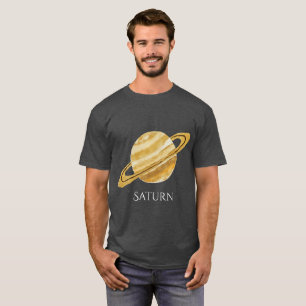 Camiseta O T dos homens da aguarela do planeta de Saturn