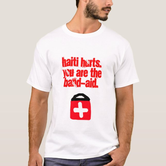 Camiseta O T dos homens de Haiti da ajuda (os lucros vão a (Frente)