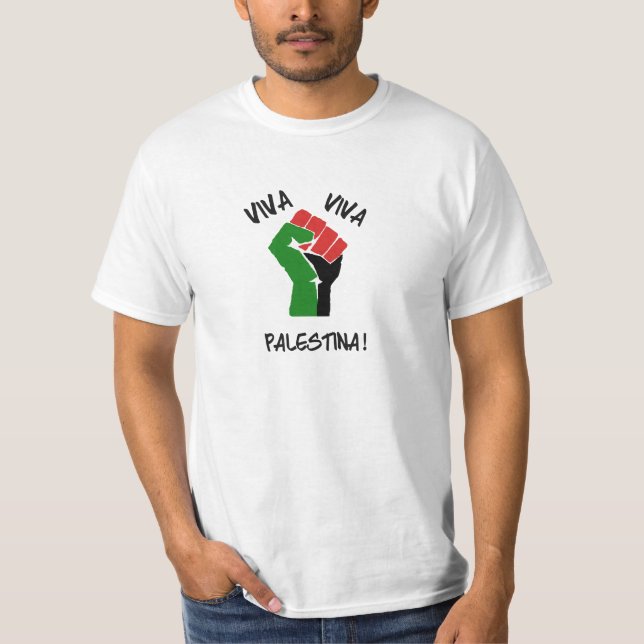 Camiseta O T dos homens de Viva Viva Palestina (Frente)