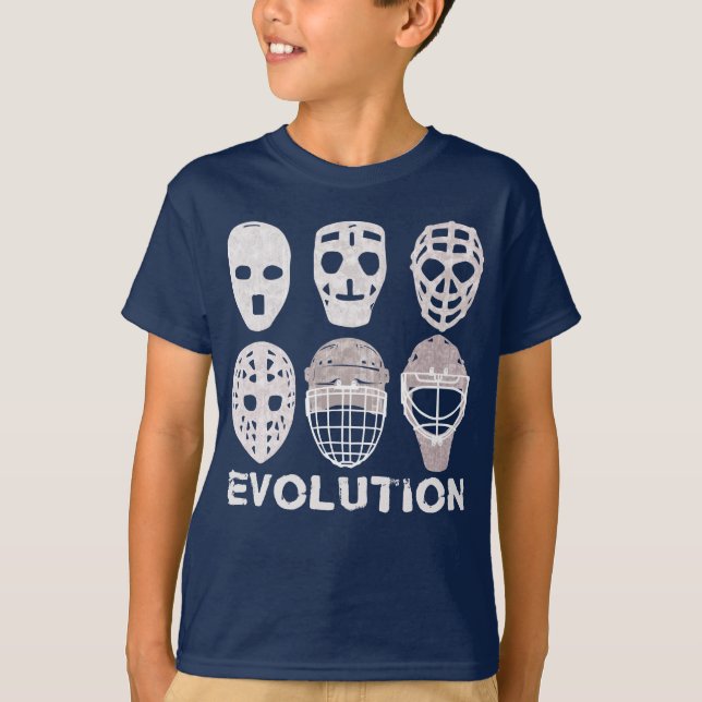 Camiseta O T dos miúdos da evolução da máscara do Goalie do (Frente)
