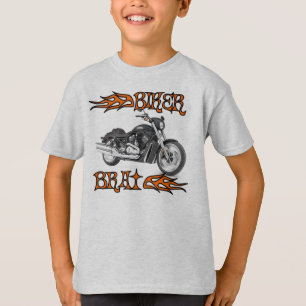 Camiseta O T dos miúdos do pirralho do motociclista