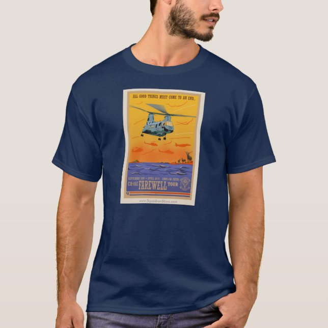 Camiseta O T escuro das caras CH-46 de adeus (Frente)