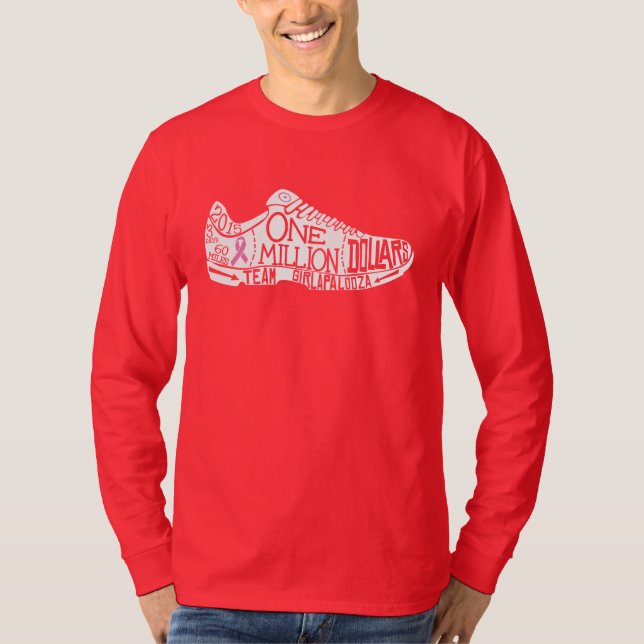 Camiseta O T Longo-Sleeved dos homens (escuro) (Frente)