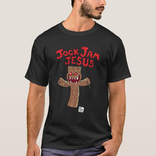 Camiseta O T preto dos homens da crucificação de Jesus do (Frente)