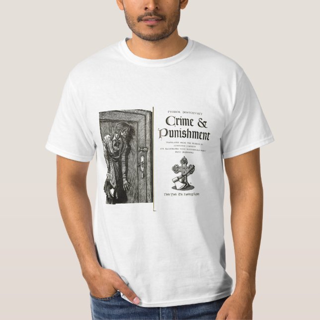 Camiseta O T-shir de homens brancos do crime e da punição (Frente)
