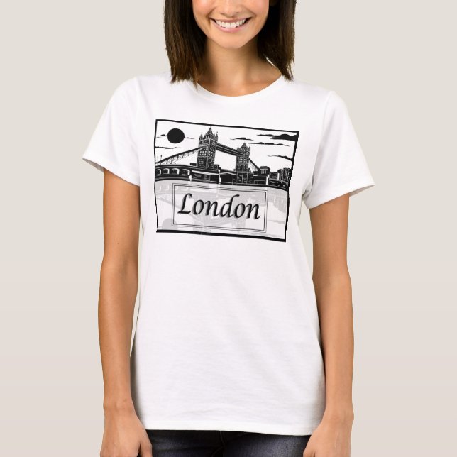 Camiseta O t-shirt básico das mulheres de Londres (Frente)