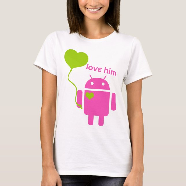 Camiseta O t-shirt básico das mulheres do Android (Frente)