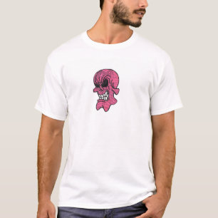 Camiseta O t-shirt básico dos homens cor-de-rosa do crâni