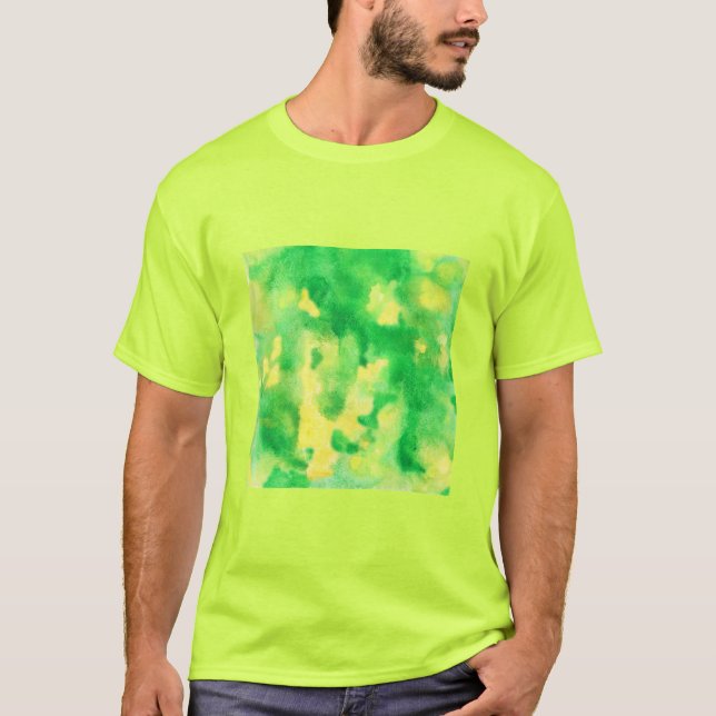Camiseta O t-shirt básico dos homens da aguarela do verde (Frente)