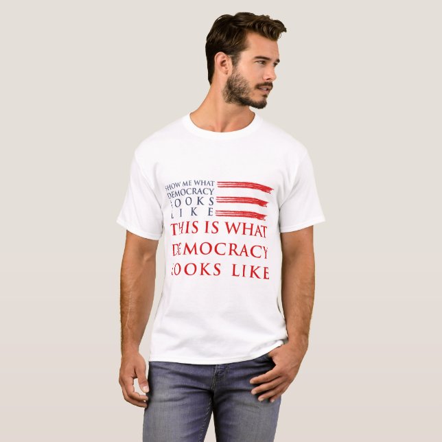 Camiseta O t-shirt básico dos homens da democracia (Frente Completa)
