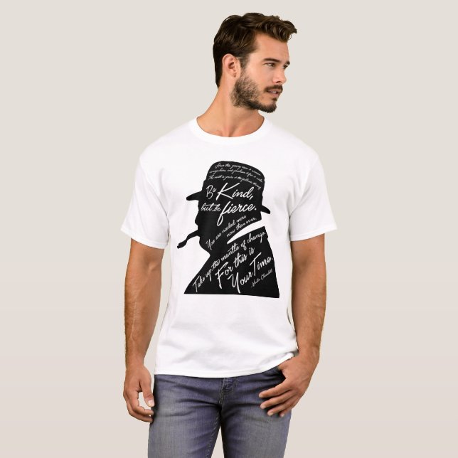 Camiseta O t-shirt básico dos homens de Churchill (Frente Completa)