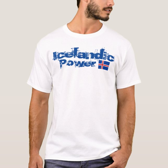 Camiseta O t-shirt básico dos homens islandêses do poder (Frente)