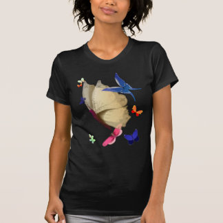 Camiseta O t-shirt bege grande da borboleta