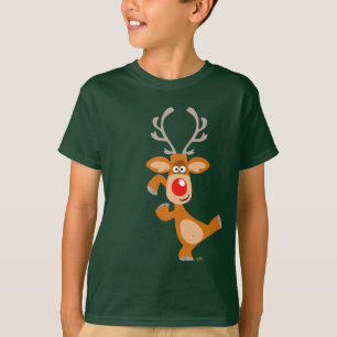 Camiseta O t-shirt bonito das crianças da rena dos desenhos