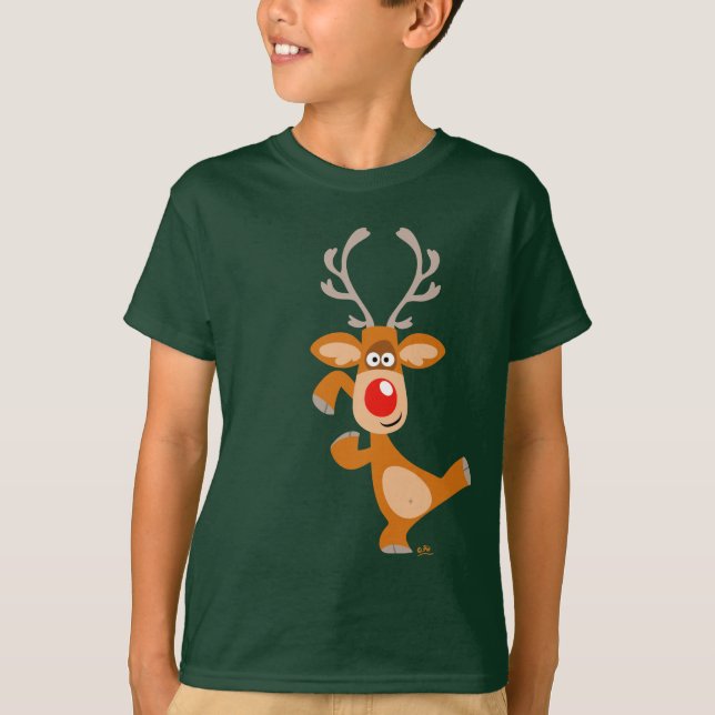 Camiseta O t-shirt bonito das crianças da rena dos desenhos (Frente)