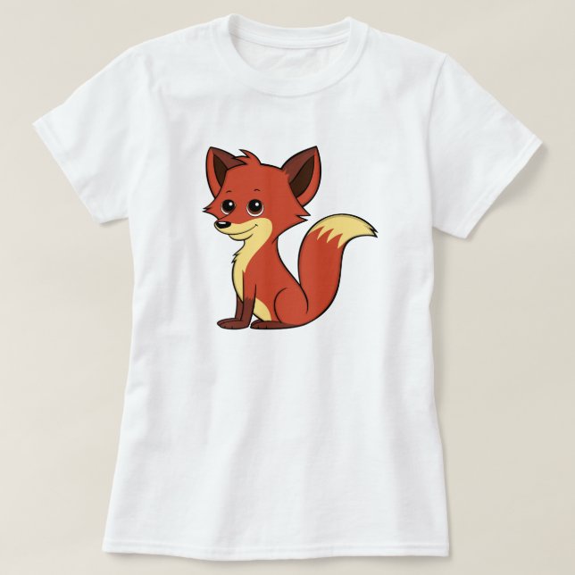 Camiseta O t-shirt bonito das mulheres do Fox dos desenhos (Frente do Design)