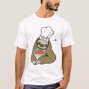 Camiseta O t-shirt bonito dos homens do desenho da preguiç