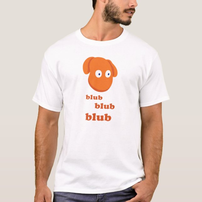 Camiseta O t-shirt branco básico de Blubby "Blub Blub Blub" (Frente)