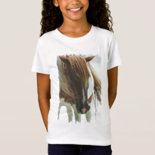 Camiseta O t-shirt cabido da menina do cavalo selvagem do