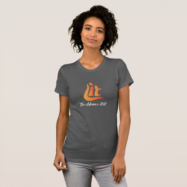Camiseta O t-shirt cinzento escuro das mulheres (Frente Completa)