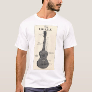 Camiseta O t-shirt curto leve da luva dos homens do Ukulele