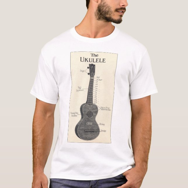 Camiseta O t-shirt curto leve da luva dos homens do Ukulele (Frente)